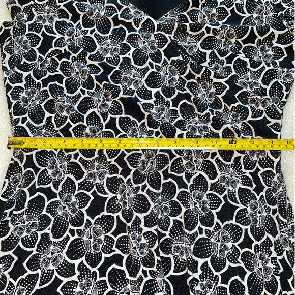 LOFT Black and White Floral‎ Dress with Dots - Picture 4 of 8